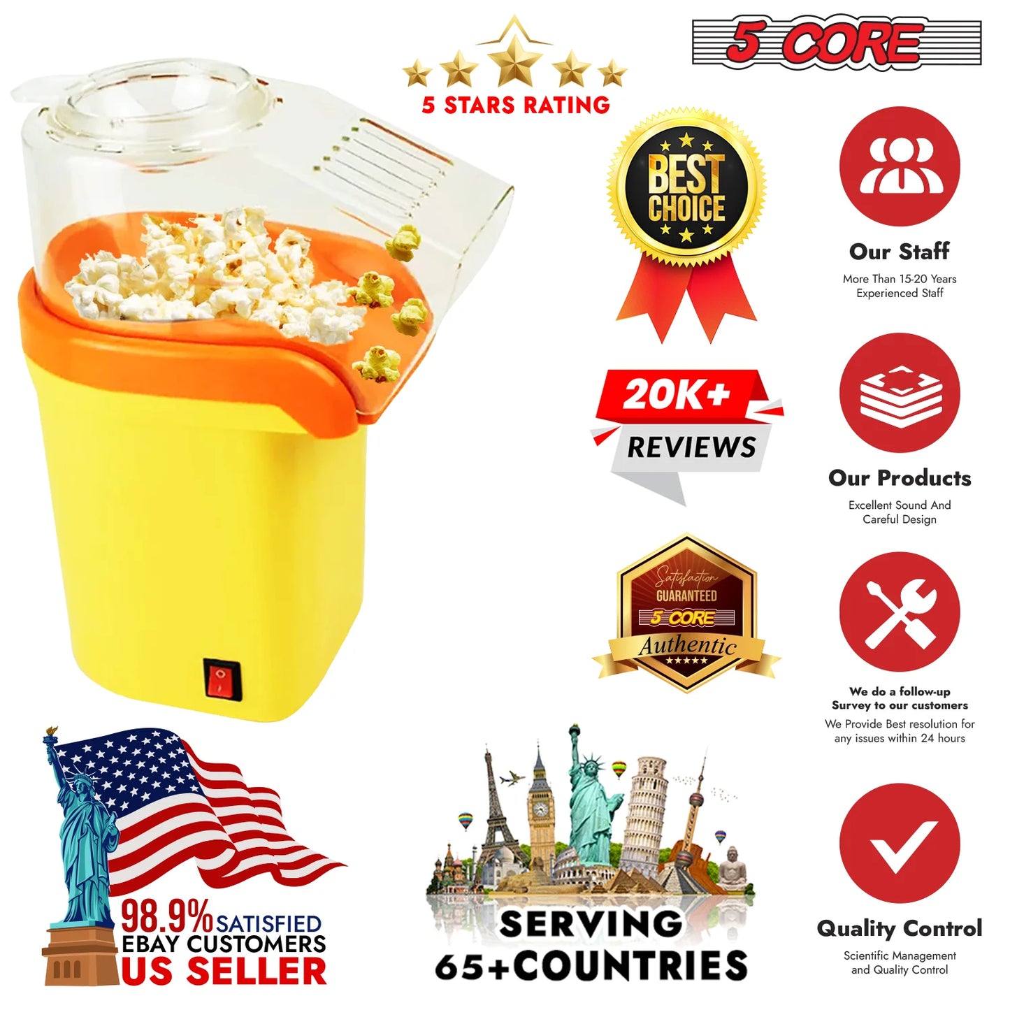 5Core Popcorn Party Popper: The Yellow Whirlwind of Puffed Perfection!
