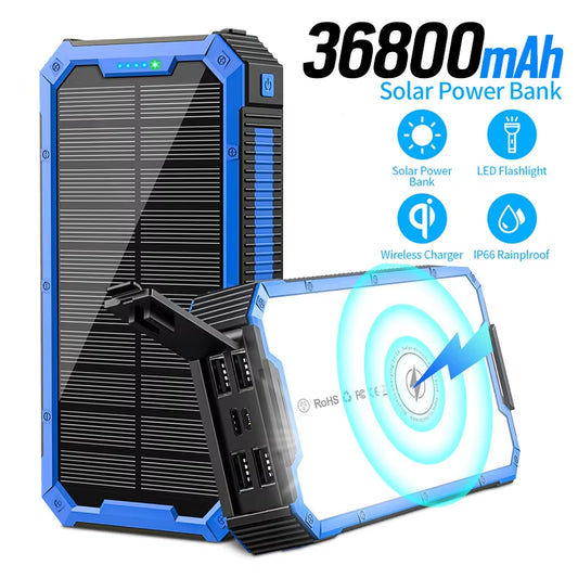 "36800Mah Solar-Powered Magic Box: Charge Your Phone, Light Up Your Camp, and Maybe Even Your Life!"